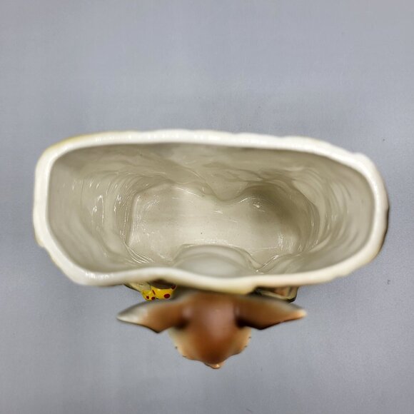 Vintage MCM Bambi Deer Vase Kitchy Planter Deer & Mushrooms Ceramic Table Decor - Picture 13 of 16